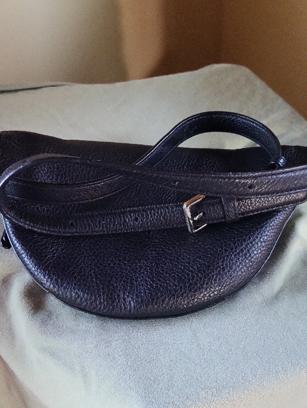 Kate Spade Black Pebbled Leather Crossbody Belt Bag with Gold Hardware